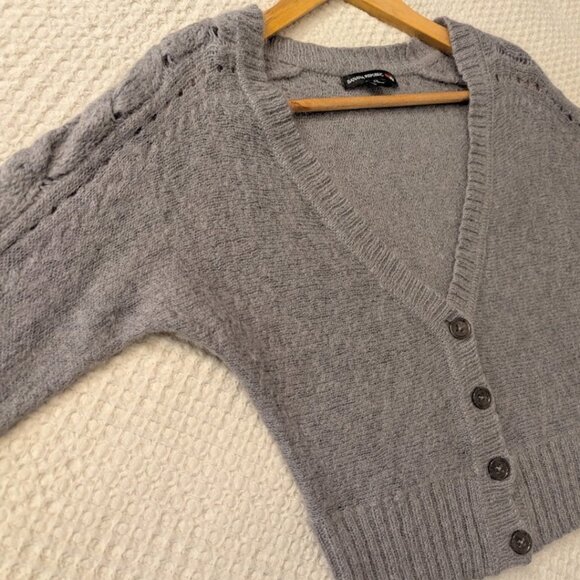 Mohair Blend Banana Republic Cropped Cardigan Cable Knit Warm - Picture 8 of 10